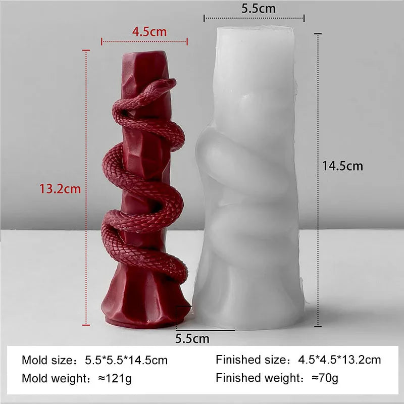 LAQTA Relief Snake Pillar Candle Mold showing detailed snake-shaped design for creating decorative candles