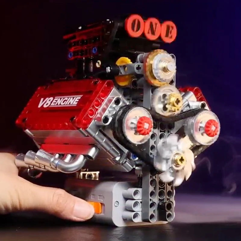 LAQTA V8 engine motorized simulation model showing detailed engine components and realistic design.