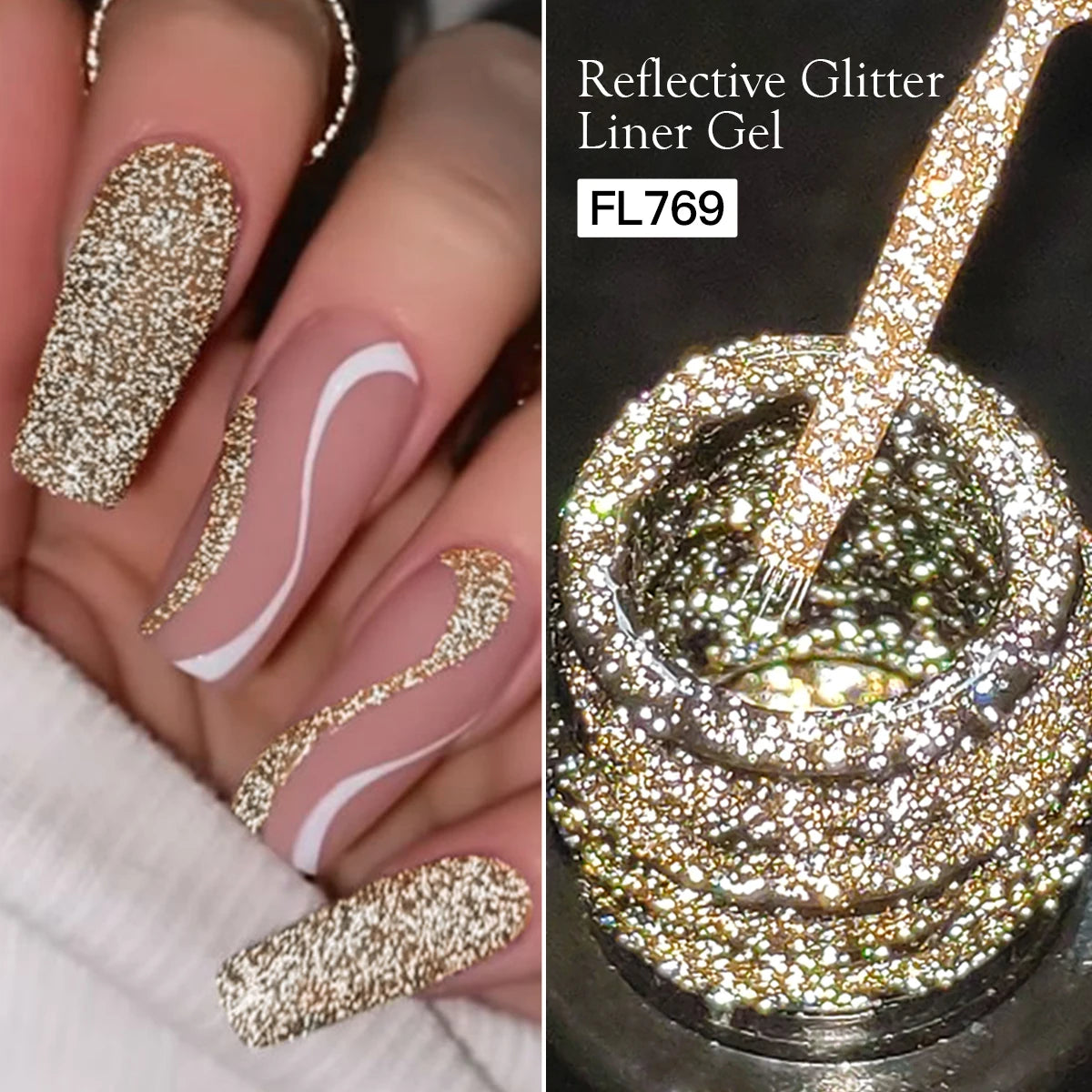 LAQTA Reflective Glitter Liner with shimmering, glittery finish, perfect for bold eye makeup looks.