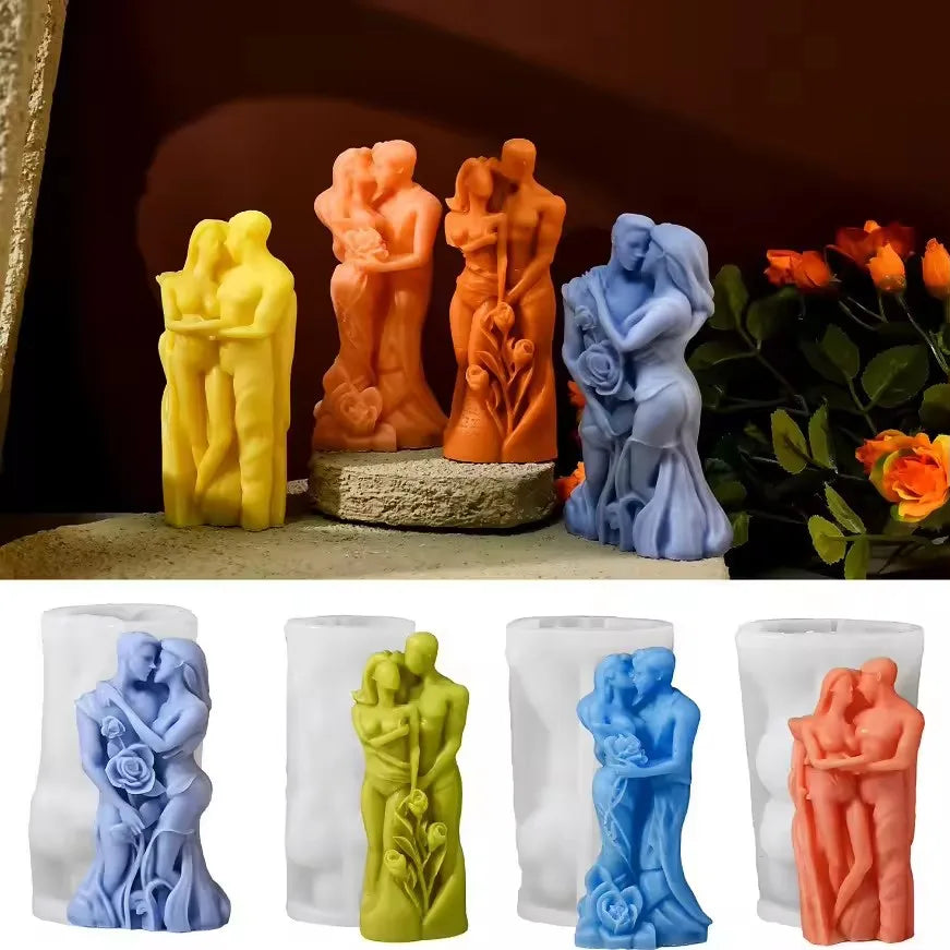 LAQTA couple aromatherapy candle silicone mold showing a heart-shaped mold for making romantic scented candles.
