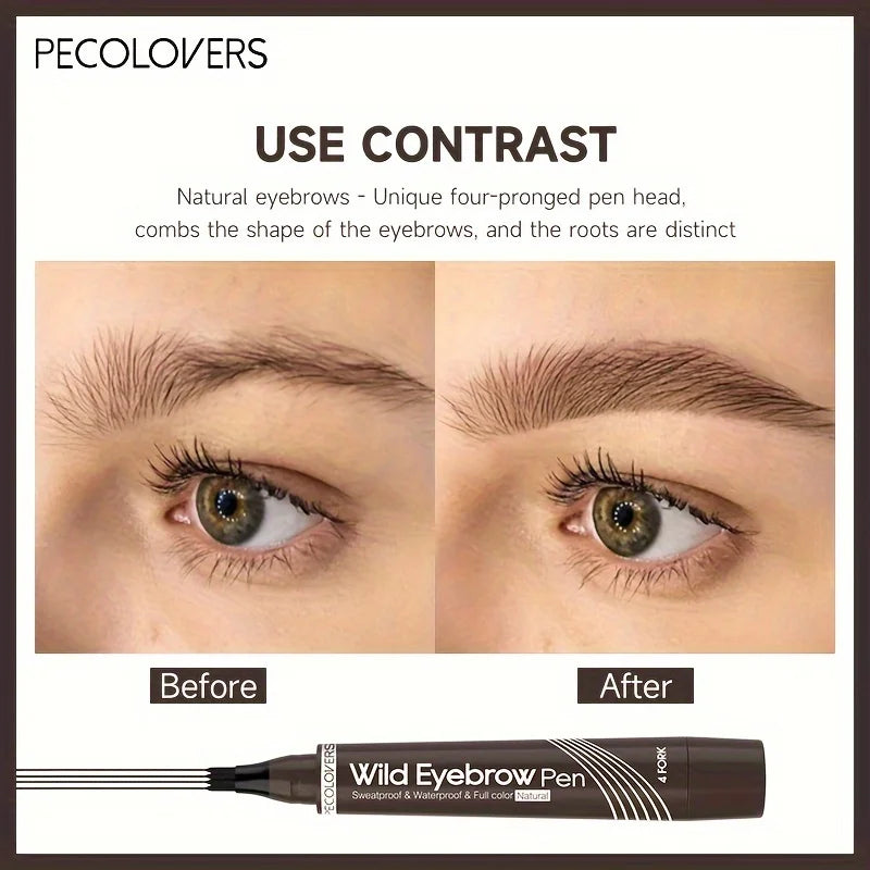 LAQTA eyebrow pen with six color options, featuring a sleek design and precise tip for natural-looking eyebrow enhancement.
