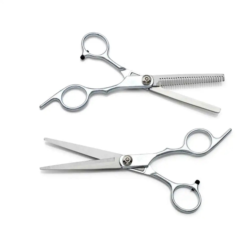 LAQTA professional barber scissors with sharp, stainless steel blades and ergonomic handles for precise hair cutting.