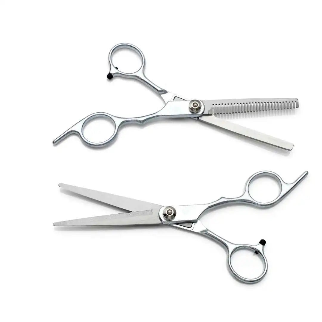 LAQTA professional barber scissors with sharp, stainless steel blades and ergonomic handles for precise hair cutting.