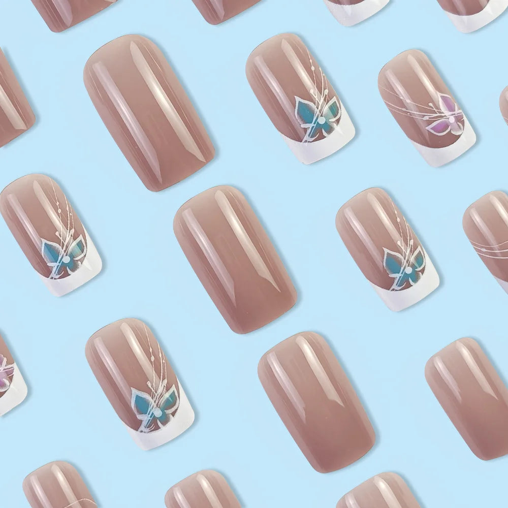 Set of 24 LAQTA short square-shaped acrylic nails for manicures, displayed on a neutral background.