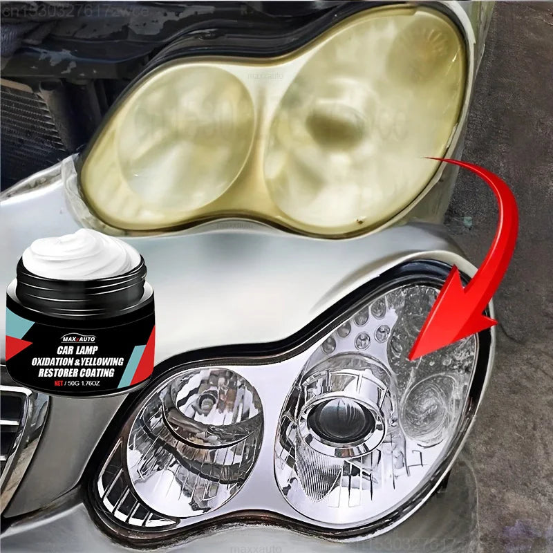 LAQTA Car Headlight Restoration Polishing Kit with polishing pads and solution for restoring clarity of vehicle headlights.