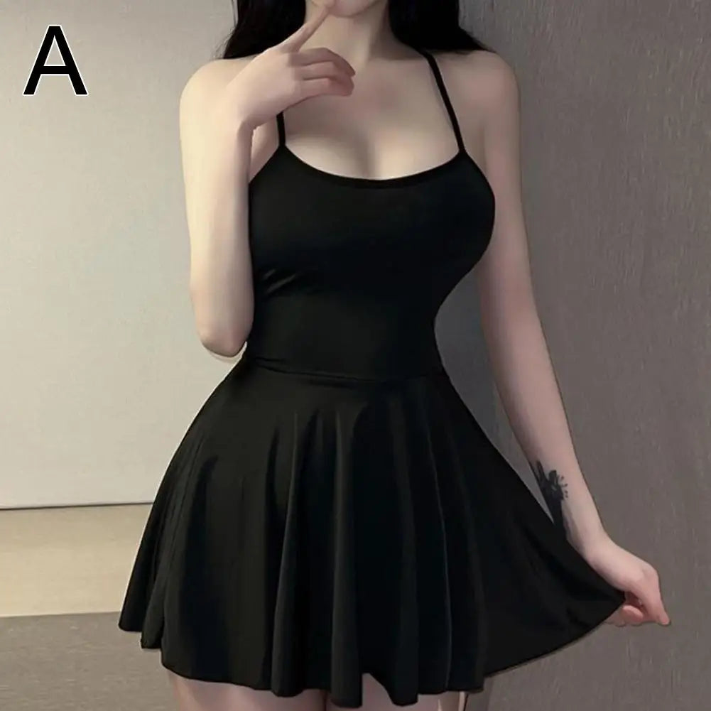 LAQTA pleated micro dress featuring a fitted silhouette and stylish pleats, showcased on a model against a neutral background.