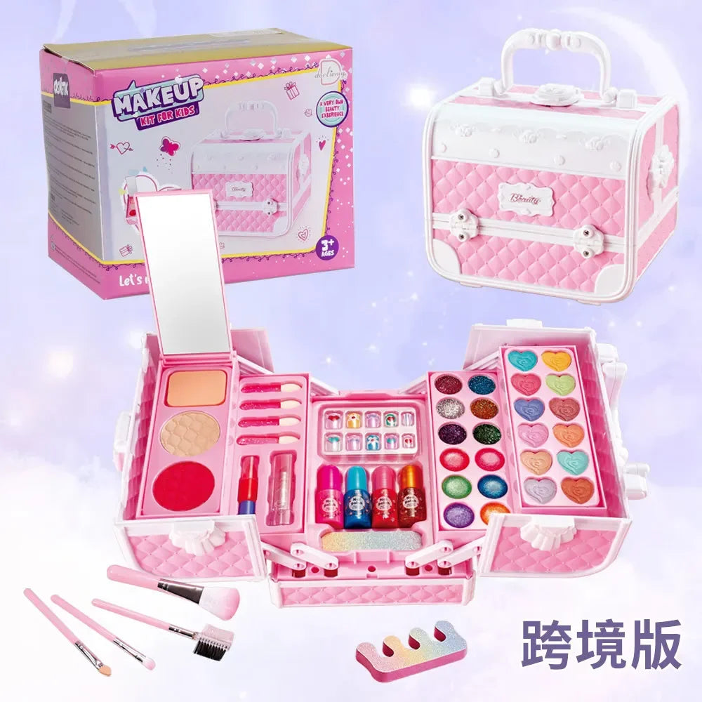 LAQTA Princess Beauty Makeup Suitcase with colorful accessories and mirror, perfect for kids' pretend play and dress-up fun.
