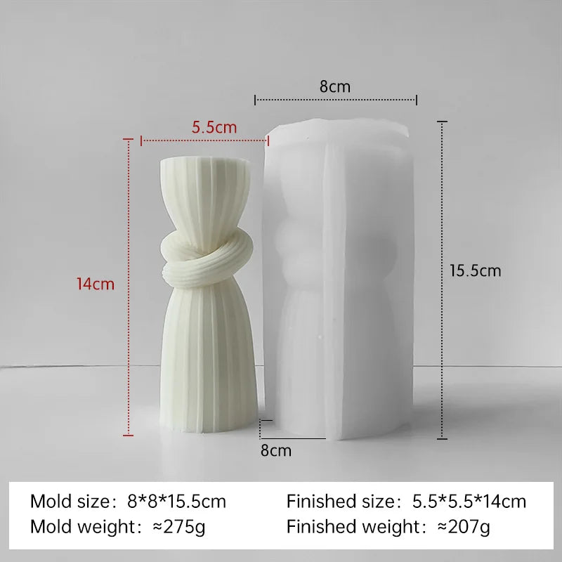 Striped cylinder aroma candle silicone mold by LAQTA showing the flexible mold with striped pattern for making candles.