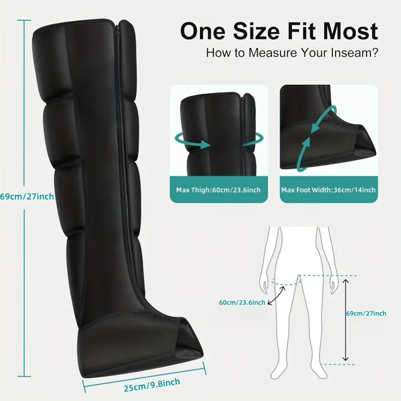 LAQTA electric pneumatic leg massager with adjustable straps and multiple massage settings for relief and relaxation.