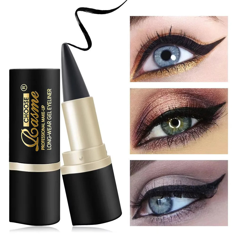 LAQTA creamy texture eyeliner in black, showcasing smooth application and precise line for eye makeup.