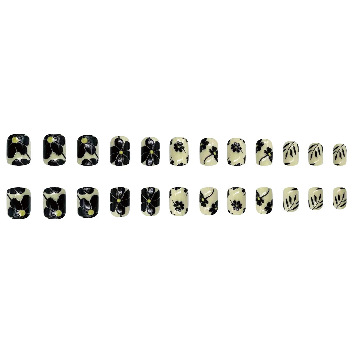 Short square fake nails by LAQTA with a sleek, natural finish, displayed on a neutral background.