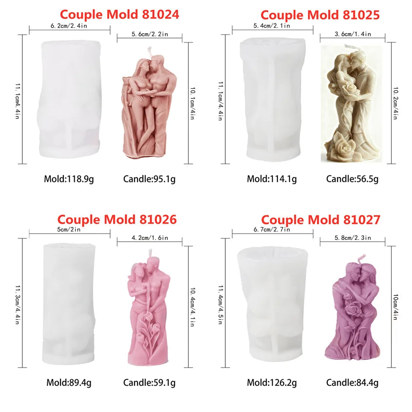 LAQTA couple aromatherapy candle silicone mold featuring heart-shaped cavities for handmade scented candles.