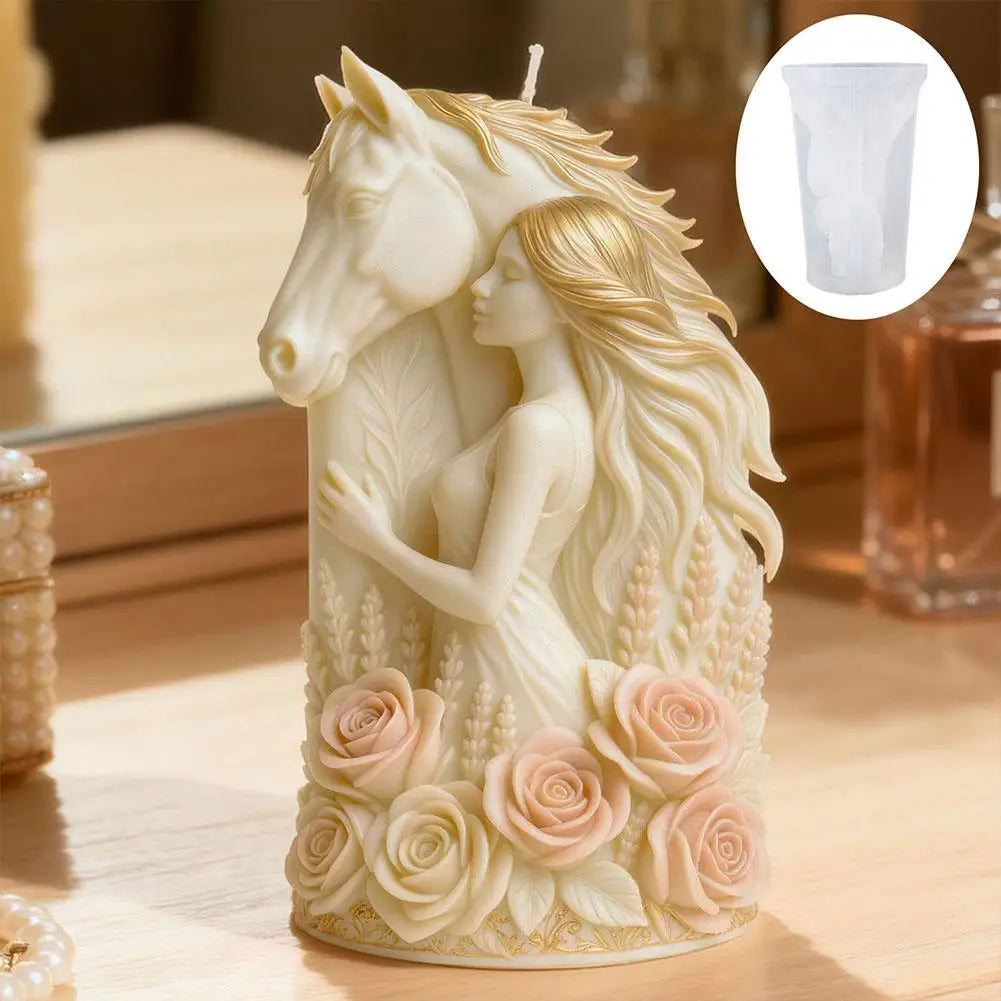 LAQTA Dreamy Horse Head Candle Mold showing detailed horse head design in silicone for candle making.