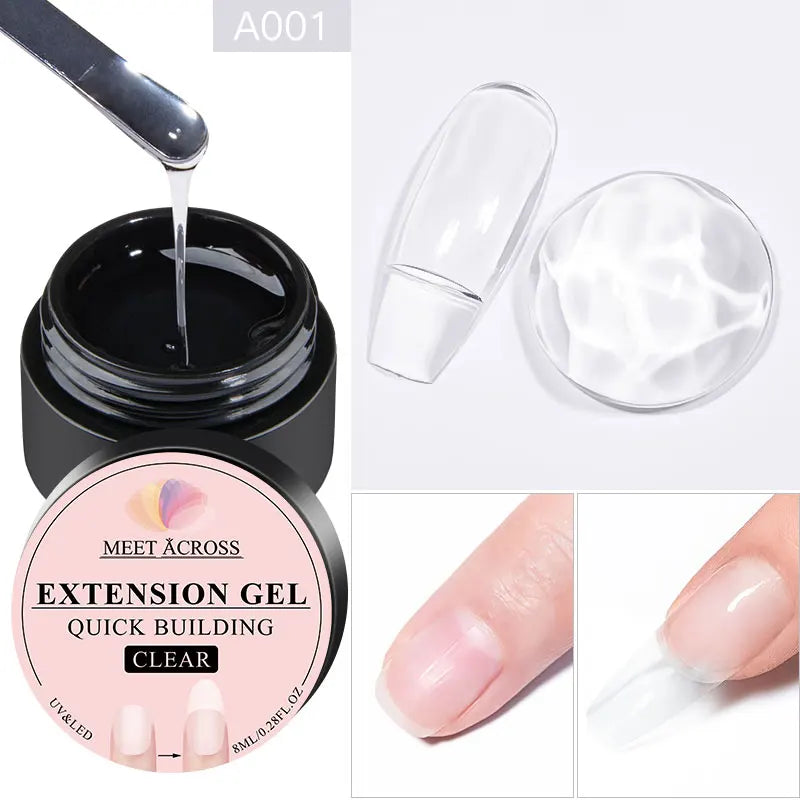 LAQTA quick extension nail in natural tone, showing a close-up of the long, sleek artificial nail with smooth finish.