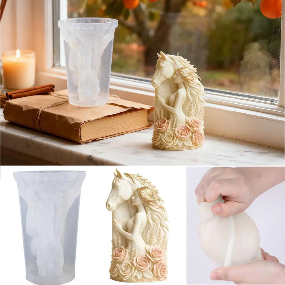 Dreamy horse head candle mold by LAQTA featuring detailed horse head design for crafting candles and decorative projects.