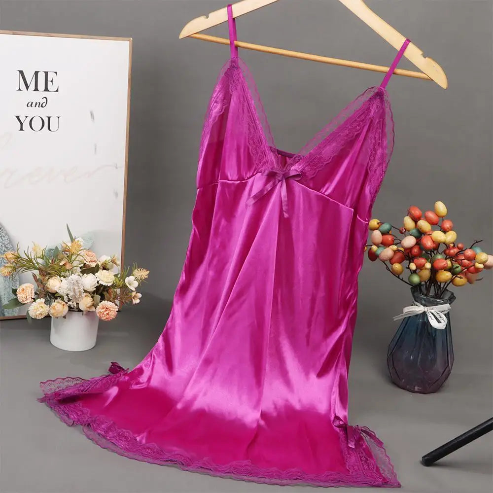 LQTA sexy lace patchwork camisola lingerie with delicate lace details and sheer fabric, designed for elegant nighttime wear.