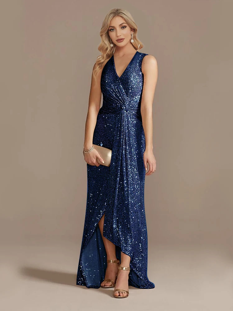 Elegant evening dress by LAQTA featuring a sleek black design with intricate lace details and a flattering fit.