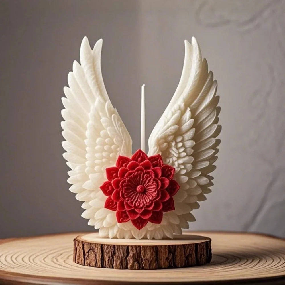 LAQTA 3D Wings Flower fragrance candle silicone mold for making decorative scented candles with detailed wing and flower designs.
