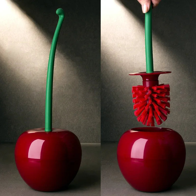 Red LAQTA toilet brush with a sturdy handle and bristles, designed for cleaning toilets efficiently.