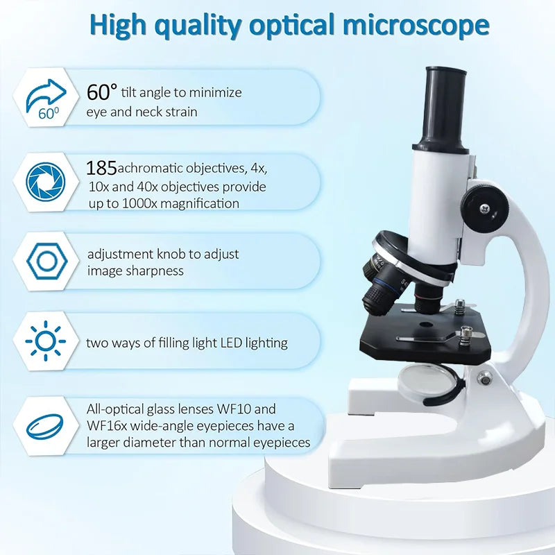 LAQTA 40X-2000X magnification kids' microscope with eyepiece and stage for educational science exploration.