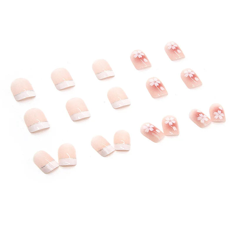 Set of 24 LAQTA short square-shaped sour nails for manicure, arranged neatly on a white background.