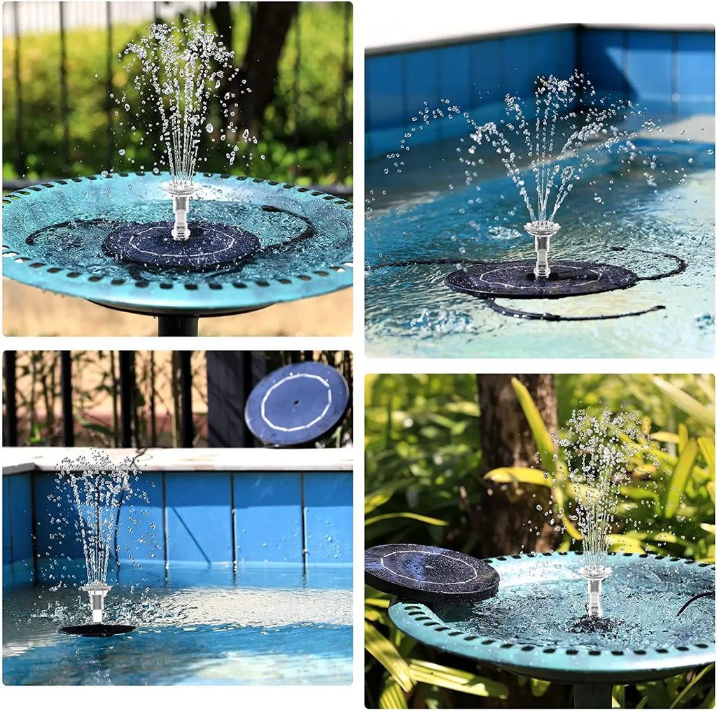 LAQTA solar water fountain for pools, featuring a sleek design with adjustable spray features and eco-friendly solar power.