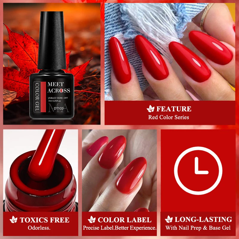 LAQTA Red Gel Nail Polish Crystal bottle with glossy red finish, showcasing vibrant color and sleek packaging.