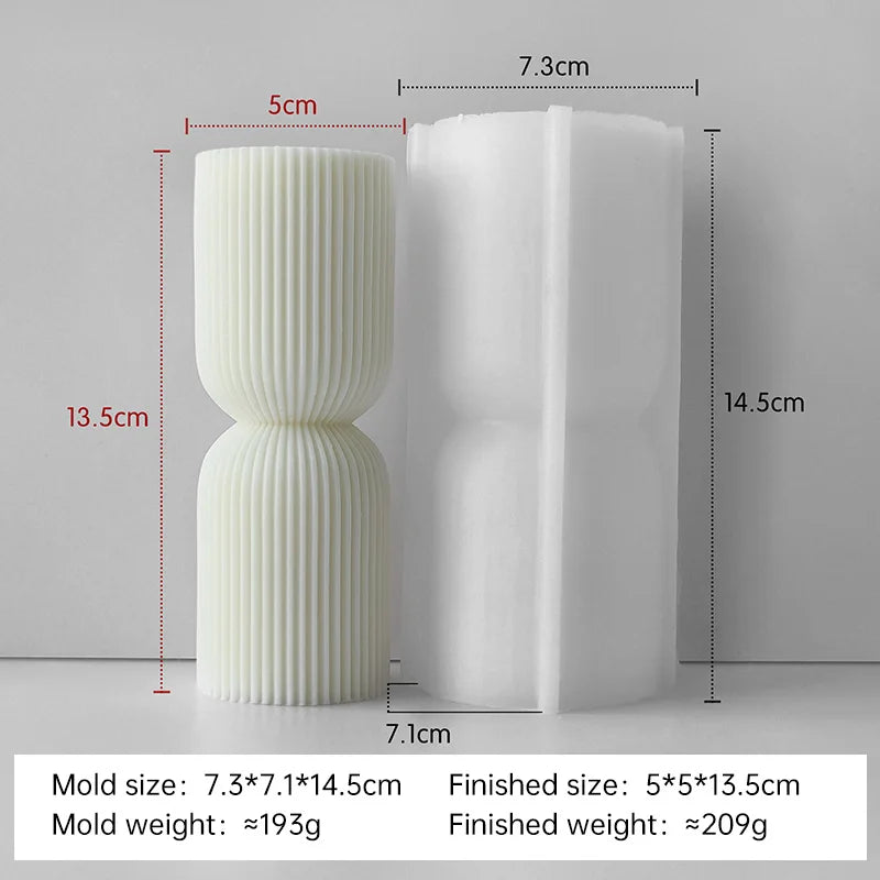 Striped cylinder aroma candle silicone mold by LAQTA for making decorative candles with a modern striped design.