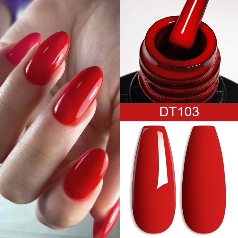 LAQTA Red Gel Nail Polish Crystal bottle with glossy red finish and silver cap, displayed on a neutral background.