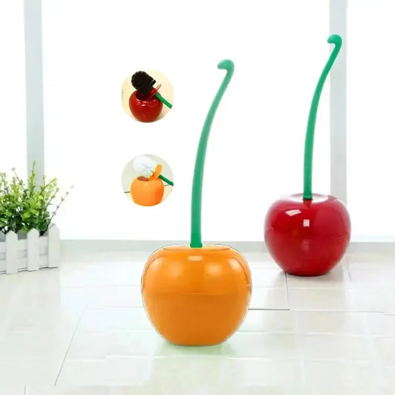 Red LAQTA toilet brush with a sturdy handle and round base, designed for effective bathroom cleaning.