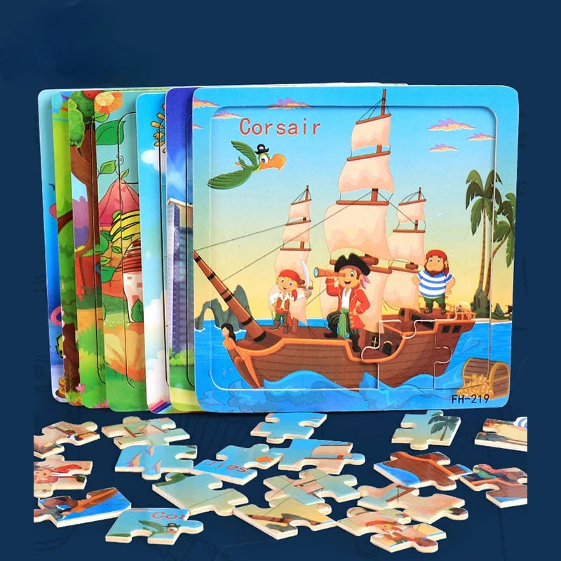 Colorful Montessori 3D puzzle by LAQTA featuring interconnected geometric shapes for educational play and spatial learning.