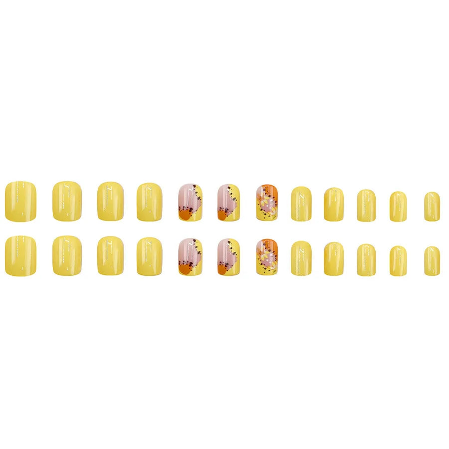 Set of 24 short square-shaped acrylic nails by LAQTA, displayed on a neutral background.