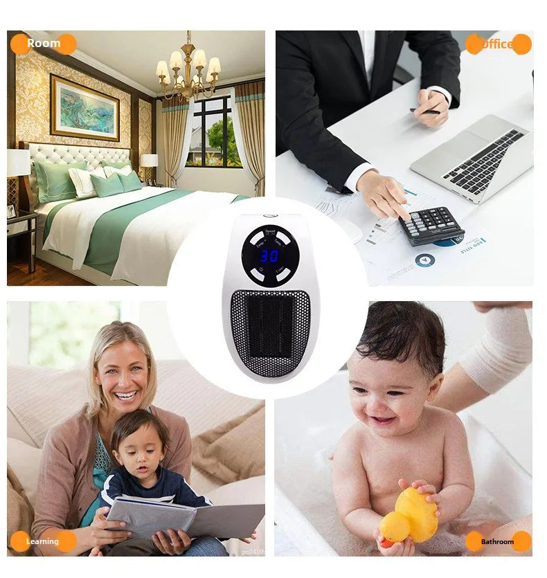 LAQTA Eco plug-in electric heater with compact design, black exterior, and control panel for adjustable warmth.
