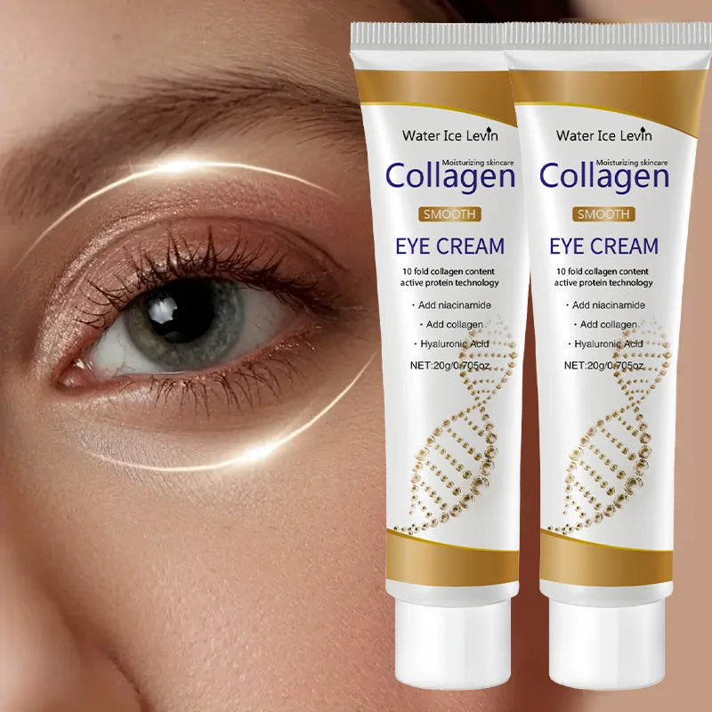 LAQTA collagen eye cream jar showing smooth, hydrating eye cream in a sleek container for youthful skin around the eyes