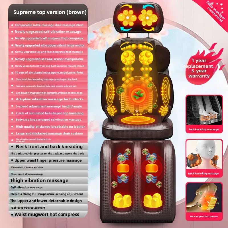 LAQTA Shiatsu neck massager with heat, showing the ergonomic design and adjustable straps for targeted relief.