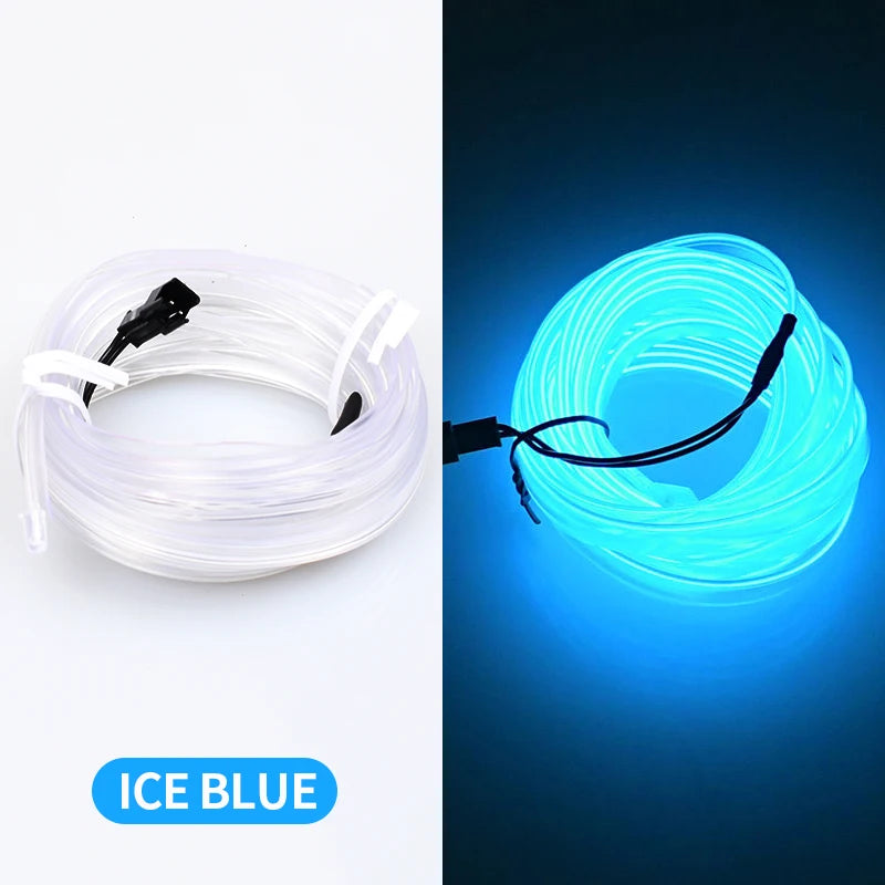 LAQTA Car Interior Atmosphere Lighting LED Strip showing colorful ambient lighting installed inside a vehicle.