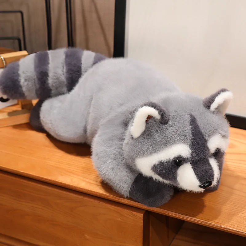 Soft LAQTA Kawaii Raccoon Plush Toy with detailed fur and adorable facial features, perfect for cuddling or as a collectible.