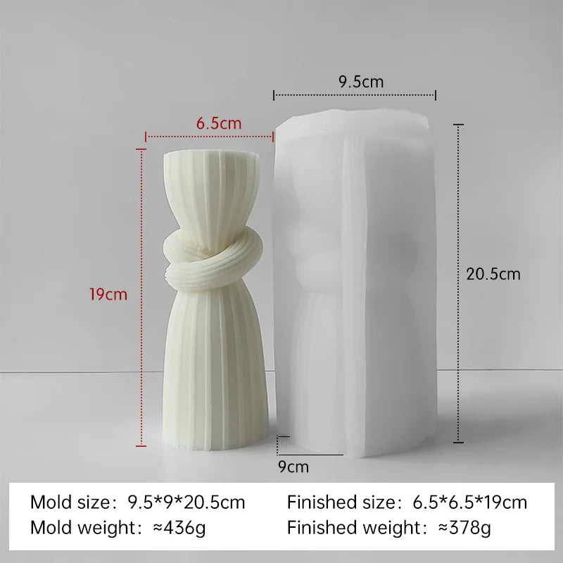 Striped cylinder aroma candle silicone mold from LAQTA, showing the flexible mold with striped design for candle making.