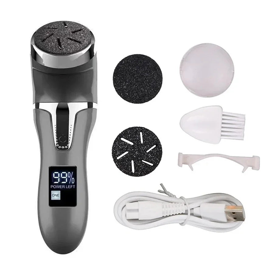 LAQTA electric foot file pedicure machine with ergonomic design and abrasive roller for smooth, professional foot exfoliation.