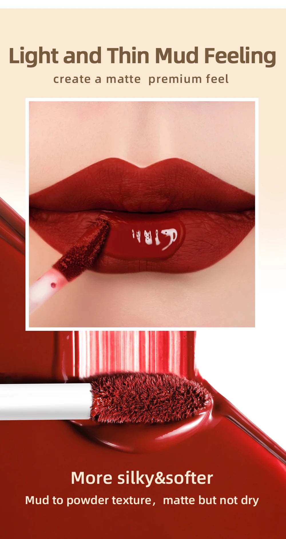 LAQTA matte liquid lipstick in a sleek tube, showcasing a smooth, vibrant lipstick shade ready for application