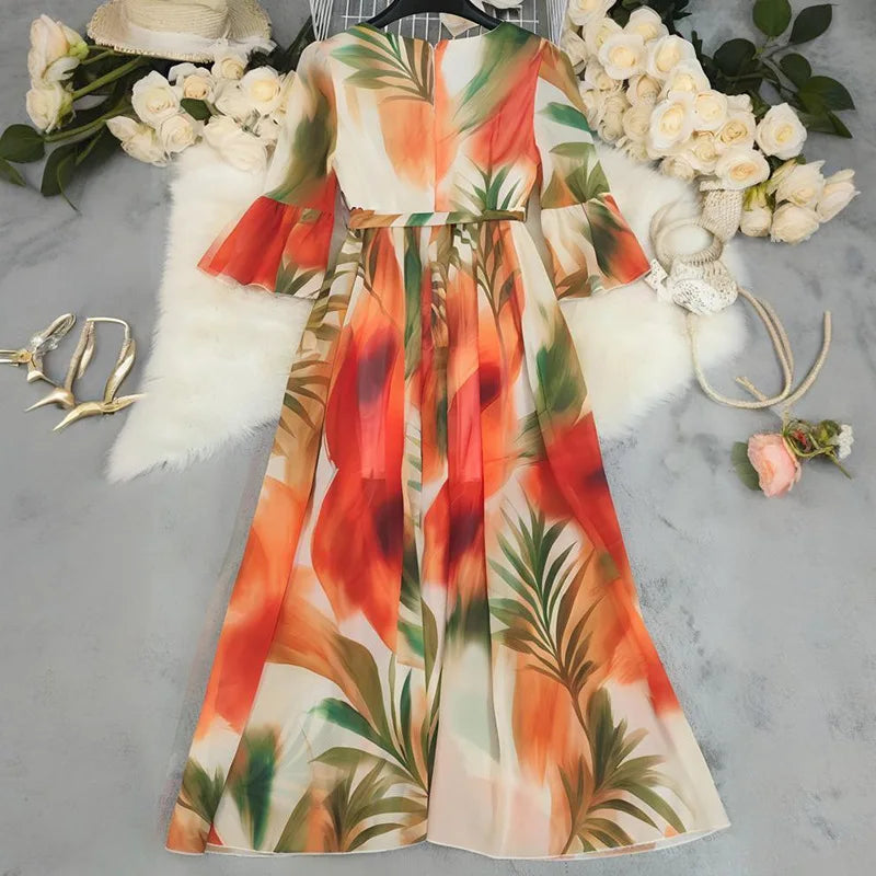 Elegant long women's dress by LAQTA featuring flowing fabric and a stylish design, perfect for formal or casual occasions.