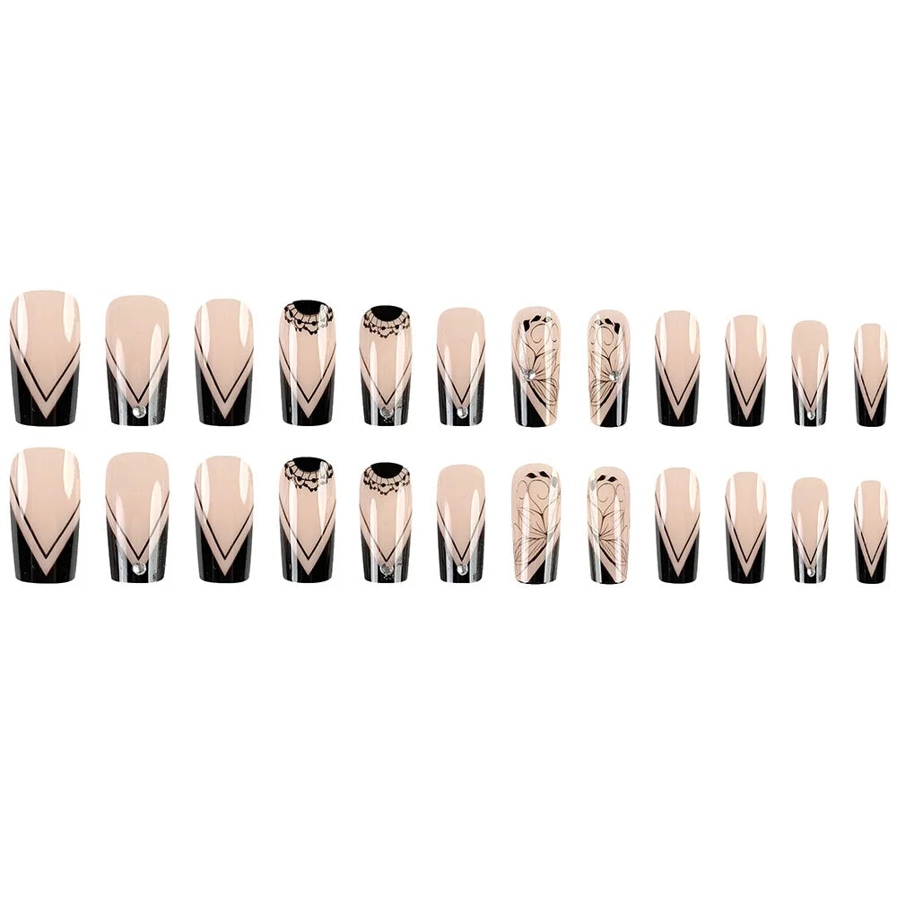 LAQTA short square fake nails with a stylish design, perfect for elegant manicures and nail art enhancements.