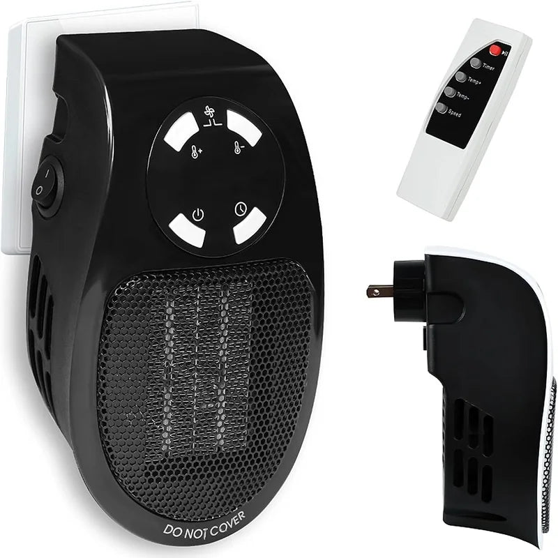 LAQTA Eco Plug-in Electric Heater showing compact design with adjustable temperature controls and power cord.