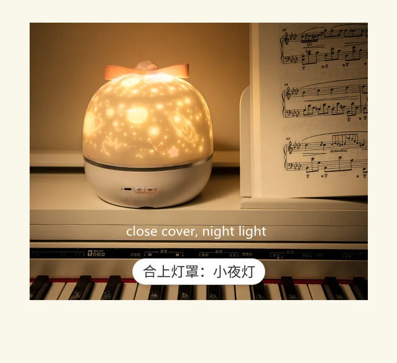 LAQTA Starry Projector Night Light displaying a starry sky projection on a wall in a cozy room setting