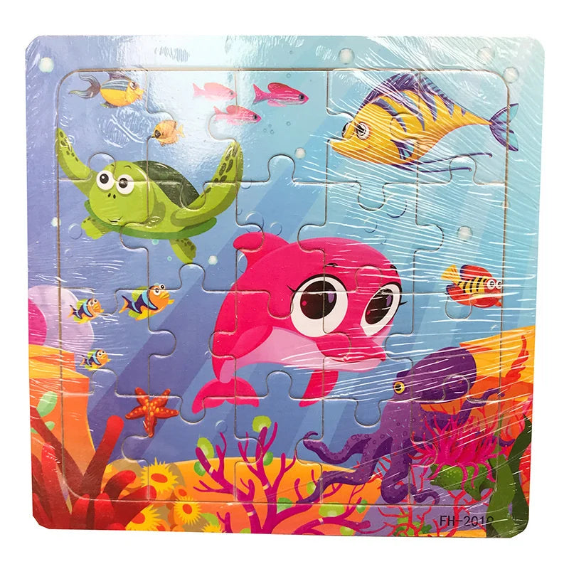 LAQTA Montessori 3D Puzzle featuring colorful wooden geometric shapes for educational and developmental play.