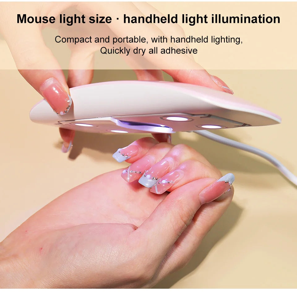 LAQTA portable nail dryer with compact design, featuring LED lights for quick, efficient nail drying.