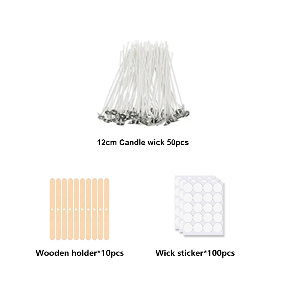 DIY candle kit by LAQTA with aromatic candles, wax, wicks, and tools for making personalized scented candles at home.