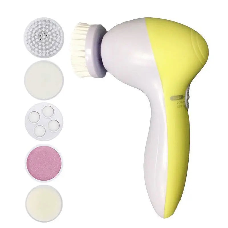 LAQTA Electric Facial Cleaner 5 in 1 showing multiple attachments and sleek design for deep cleansing and skincare.