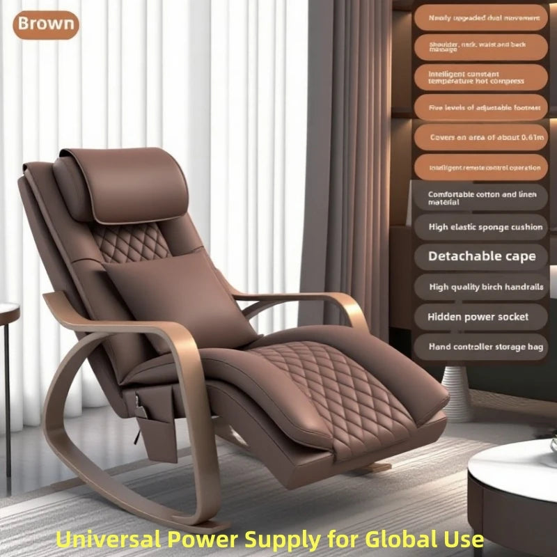LAQTA ergonomic massage rocker recliner chair with padded armrests and plush fabric, designed for comfort and relaxation.