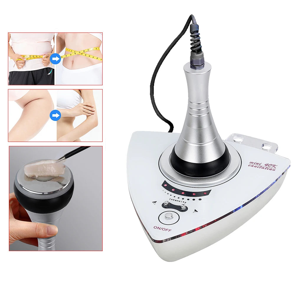 LAQTA Ultrasonic 40KHz Cavitation Machine showing control panel and treatment head for body slimming and fat reduction.